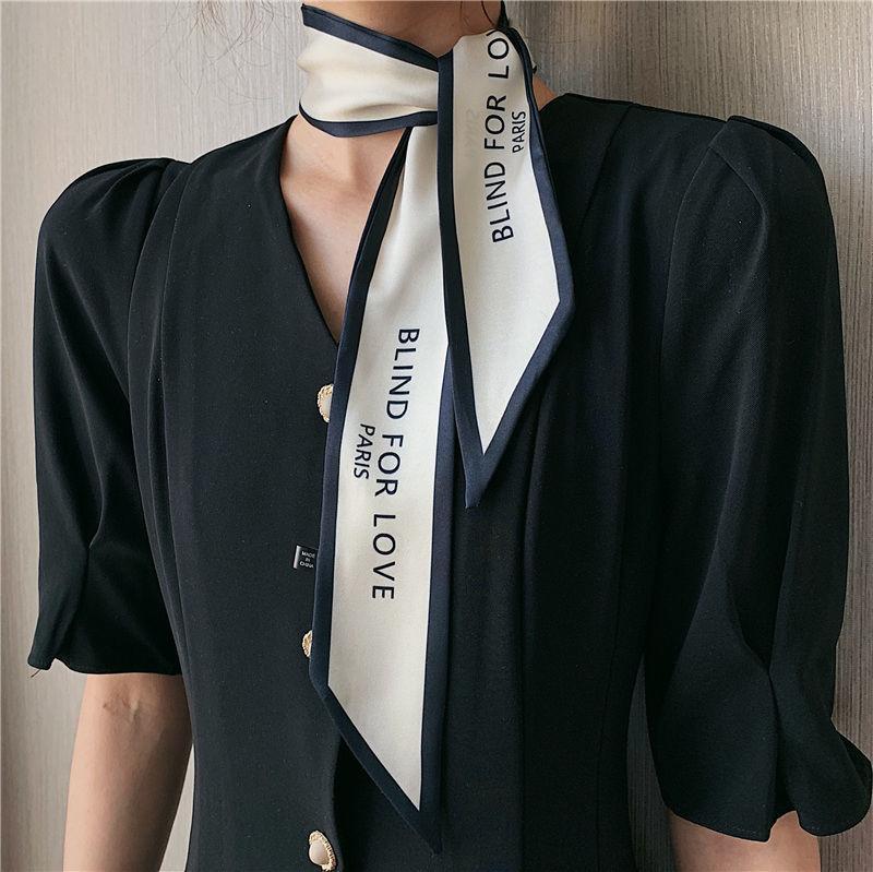 Женский длинный узкий шелковый шарф, повязка на голову, шейный галстук с принтом, роскошные брендовые аксессуары для волос, классные шарфы для девочек, лето 2021 г.