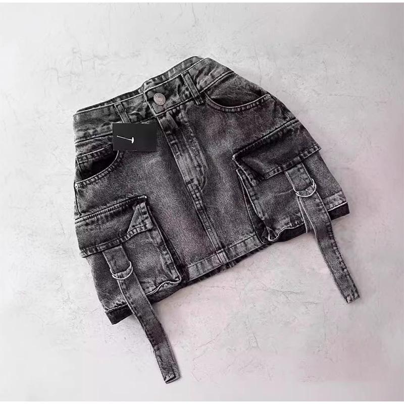 Юбка из денима в стиле ретро Y2K Harajuku Goth Short Skirt Черная мини-юбка с низкой талией Повседневная весна-лето Сексуальная облегающая юбка на бедрах