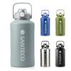 SANTECO Thermos Water Bottle, Insulated, Large Capacity, 1900ml, with Straw, Direct Drinking, Stainless Steel, Vacuum Insulated, Blue Gray