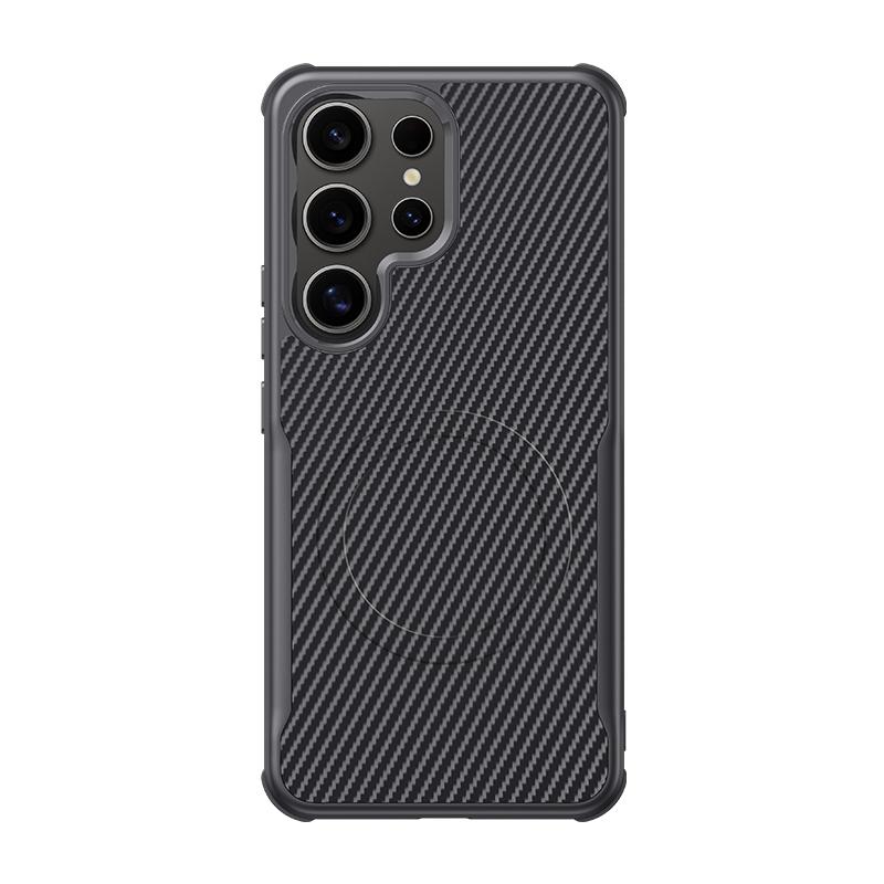 Мягкий магнитный чехол с текстурой из углеродного волокна для Samsung S25 Ultra S24 Plus S23 TPU гибридный силиконовый противоударный тонкий чехол для беспроводной зарядки
