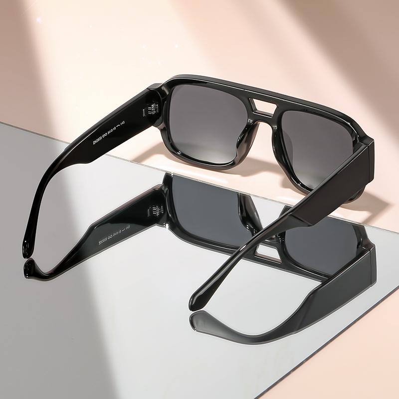 New Retro Double Beam Square Framed Sunglasses for Travel and Daily Wear