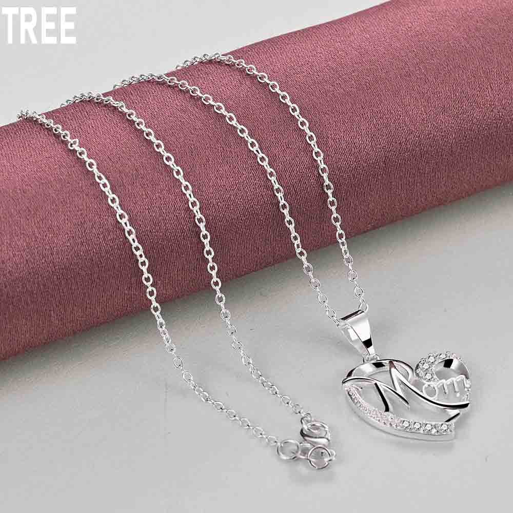 Ожерелье с подвеской в виде сердца матери из стерлингового серебра 925 пробы с цирконием AAA, модные свадебные украшения