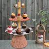Wooden Table Snack Tray Anti-deformation Witch Broom Table Halloween Wood Cake Stand Cake Stand