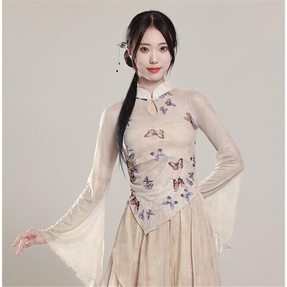 Женский Китайский Классический Танцевальный Костюм, 2-Piece Set, Элегантный Традиционный Танцевальный Наряд Для Репетиций и Сценических Выступлений