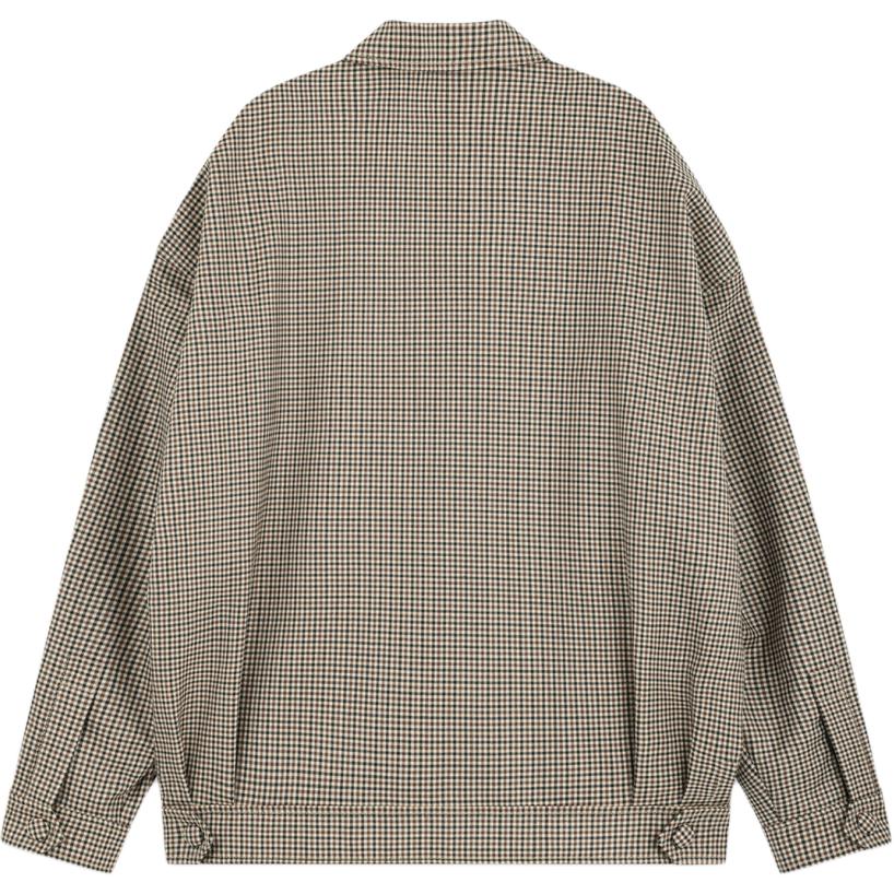 We11done Monochrome Logo Long Sleeve Plaid Oversized Cotton Jacket Men jackets Beige WD-JK2-24-075-M-BG