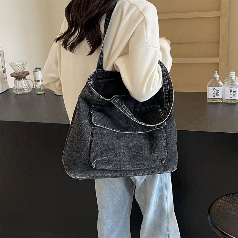 Denim Bag Large Capacity Shoulder Bag Commuter Tote Bag Women's Underarm Bag