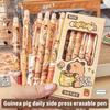 Набор из 6 ручек Kawaii Capybara Gel Pen, быстросохнущие черные и синие чернила, симпатичные гелевые ручки Press, эстетичные канцелярские принадлежности для школы и офиса