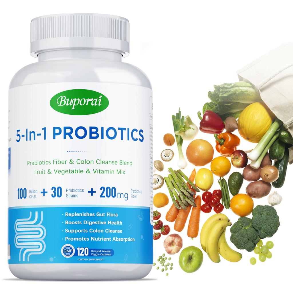 Compound probiotic capsules, fruit and vegetable supplements, for intestinal relief, digestive aid, suitable for adults.