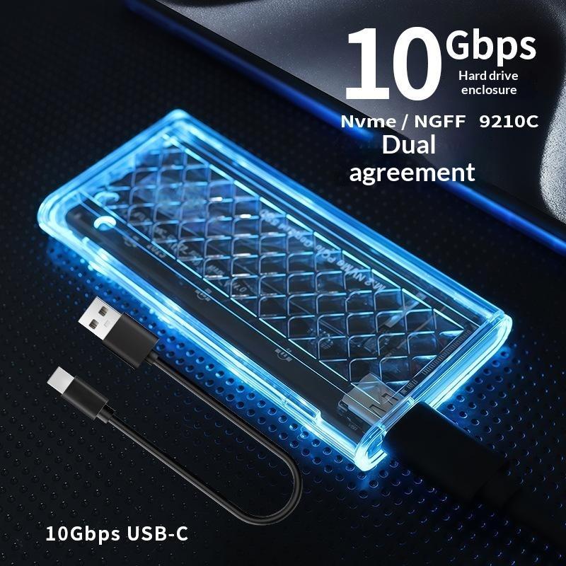 Прозрачный корпус для M.2 SSD 10 Гбит/с, высокоскоростная передача, прочный прозрачный корпус для хранения на ноутбуке, для деловых поездок, офисной работы