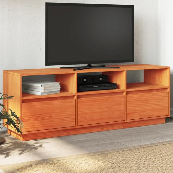 VidaXL TV Stand Brown Wax 140x37x50 Cm Solid Pine Wood, TV Support, Multimedia Cabinet, Entertainment Center, Buffet 847122