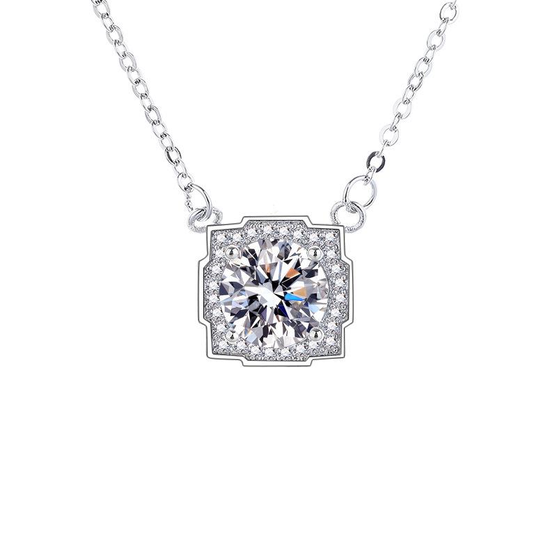 Набор из колье и серег 'Восемь Сердец и Стрел' из PT950 с квадратной огранкой, имитацией высокоуглеродного бриллианта и открытым кольцом