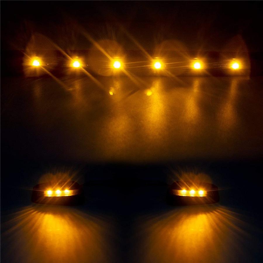 3pcs Full Amber LED Cab Roof Marker Light For GMC Sierra 2500HD 3500HD 2007-2020