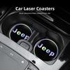 2PCS Luminous Non-slip Car Cup Coaster for Jeep Renegade Grand Cherokee Patriot Wrangler Auto Interior Water Cup Mat Accessories