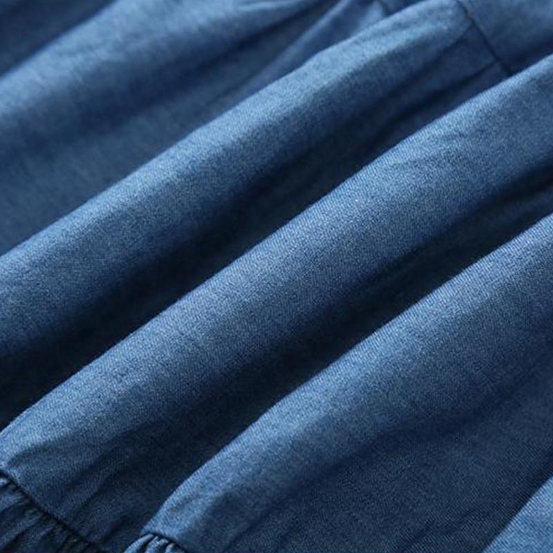 Джинсовая юбка для девочек, летняя тонкая юбка трапециевидной формы, плиссированная юбка