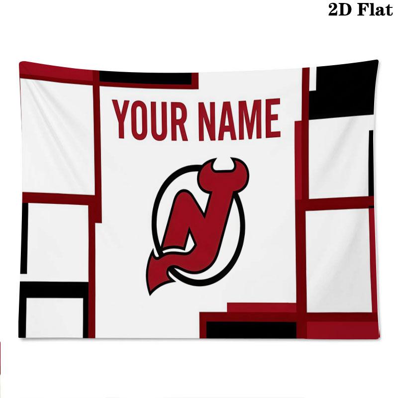 Custom Name,New Jersey Devils Wall tapestry, aesthetic printed fabric blanket, suitable for bedroom, living room, and home decor.