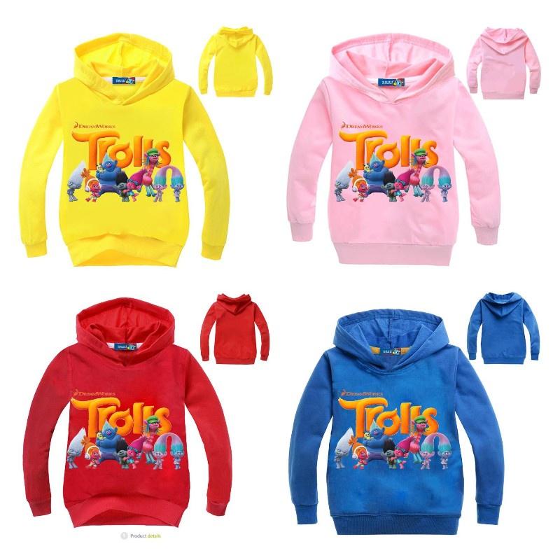 Толстовка с капюшоном Poppy Bobble из мультфильма Dreamworks Trolls для детей Мягкая и стильная хлопковая одежда