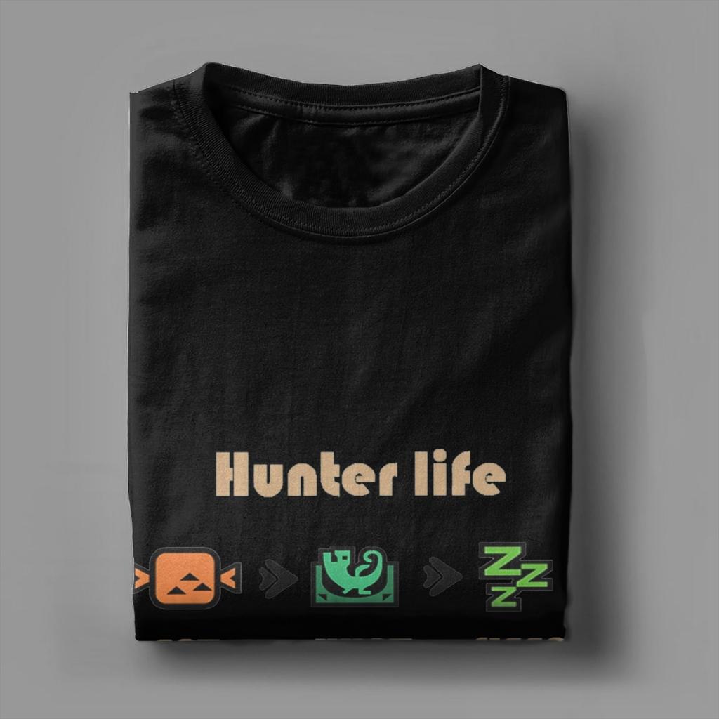 Летняя мужская футболка 2025 года Monster Hunter, 100% чистого хлопка, с принтом, стиль Hunters Life, повседневная, с коротким рукавом, круглая горловина, идея для подарка, Y2k