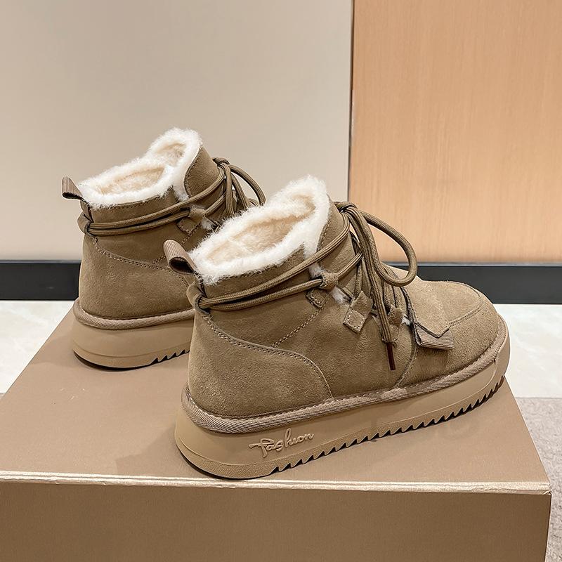 Женская обувь зимние сапоги плюшевые утолщенные зимние модные винтажные толстые подошвы противоскользящие теплые зимние сапоги для отдыха