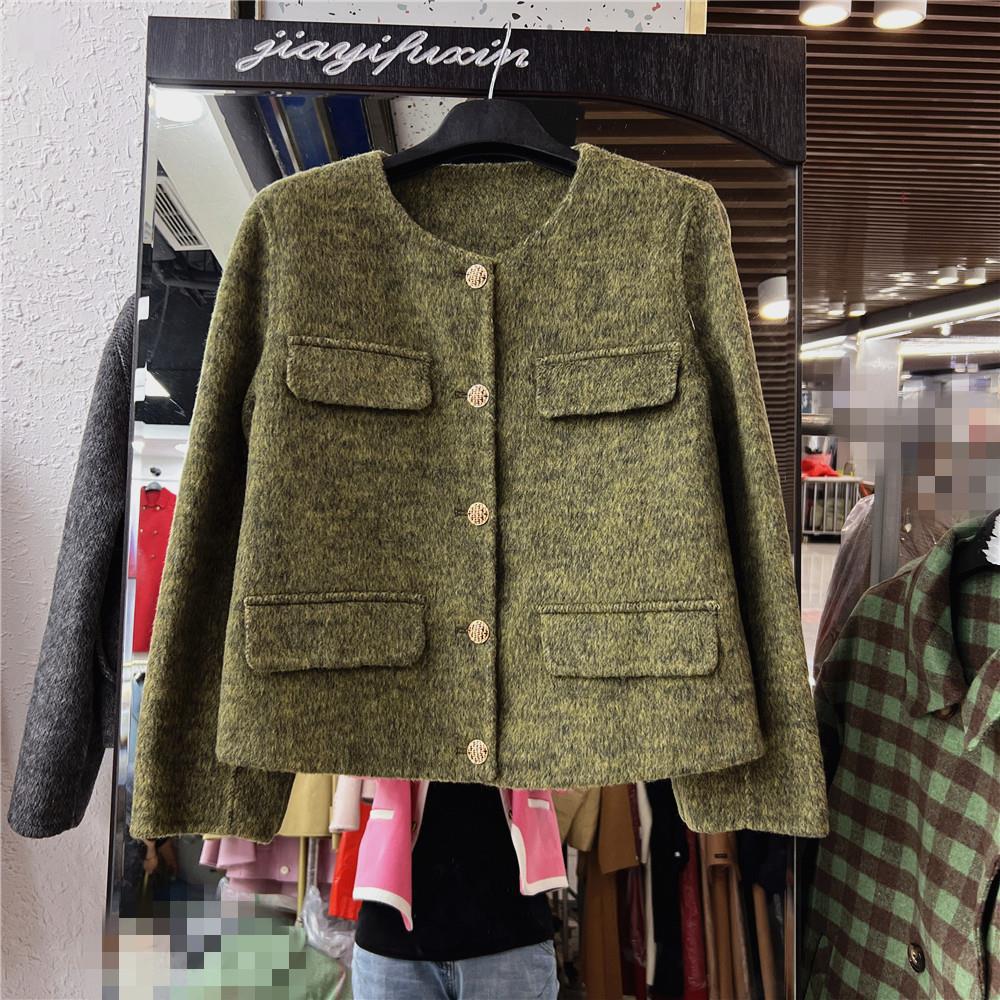 2023 Spring Women's Petite Korean Style Woolen Coat - Short, Double-Sided