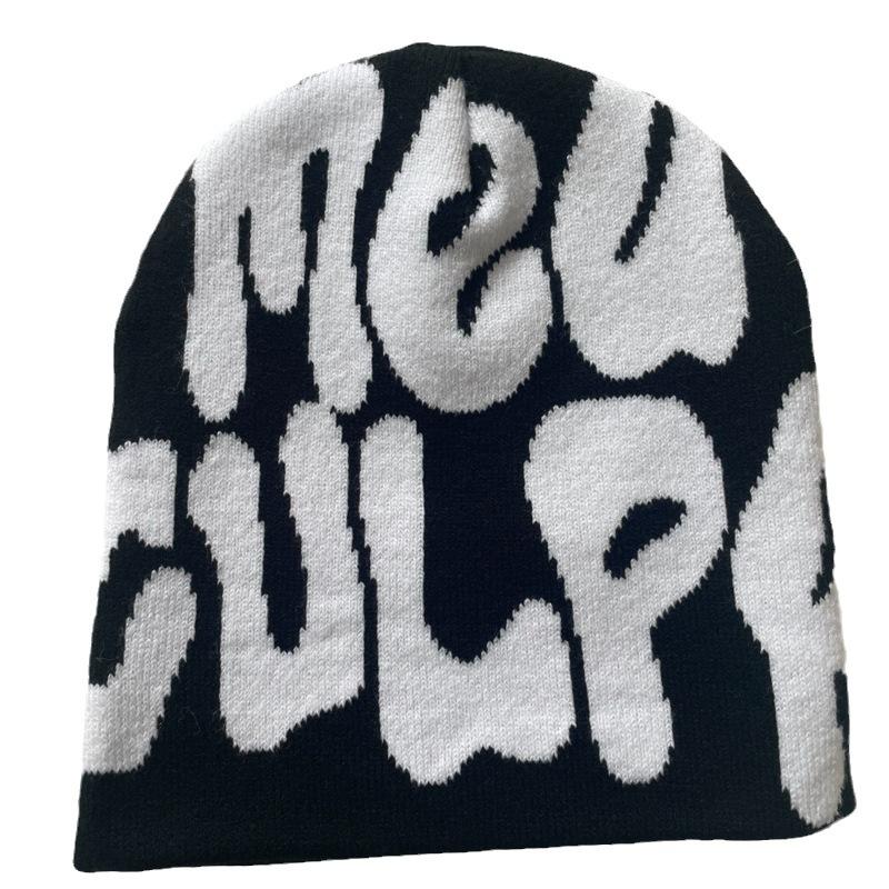 Hot Sell Customized Adult Fashion Printing Soft Winter Hat Knitted With Letters for Men and Women