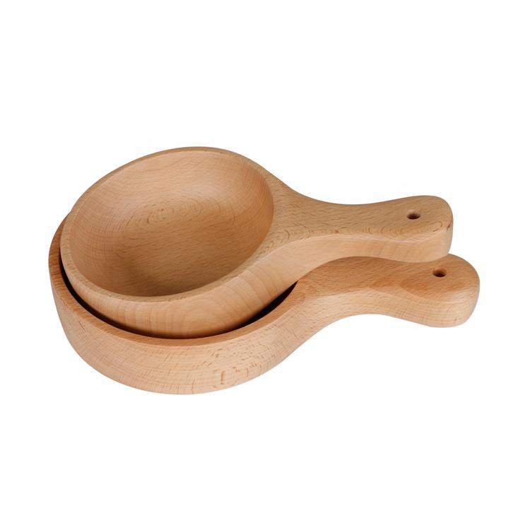 Natural Beech Wooden Medium Japanese Style Salad Bowl  Korean Kimchi Soup Bowl with Handle