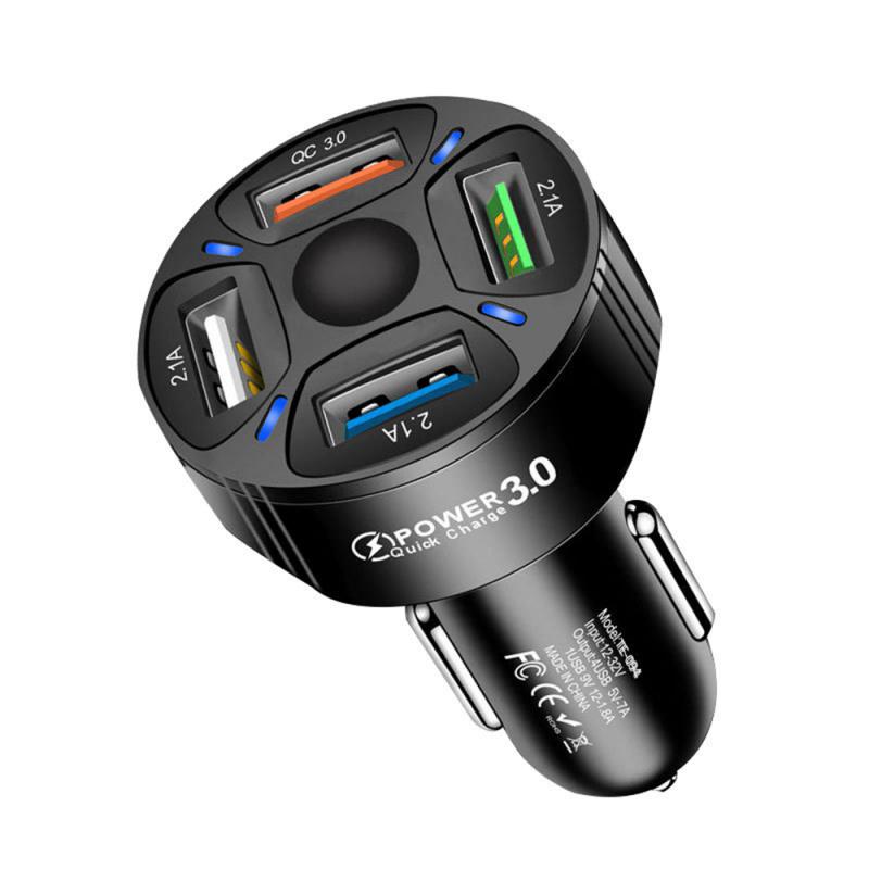 1 шт. 35 Вт автомобильное зарядное устройство круглое 4 порта USB 7A QC 3.0 быстрая зарядка телефона зарядное устройство адаптер для iPhone Samsung Xiaomi автомобильные аксессуары