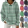 Women's Fashion Casual Striped Print Pullover Long-Sleeve Hooded Sweatshirt