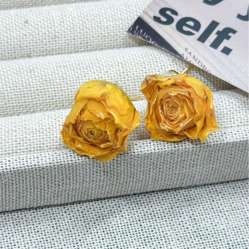 Серьги-подвески из настоящих роз 'Серебряная игла', класс люкс, украшения из настоящих вечных цветов