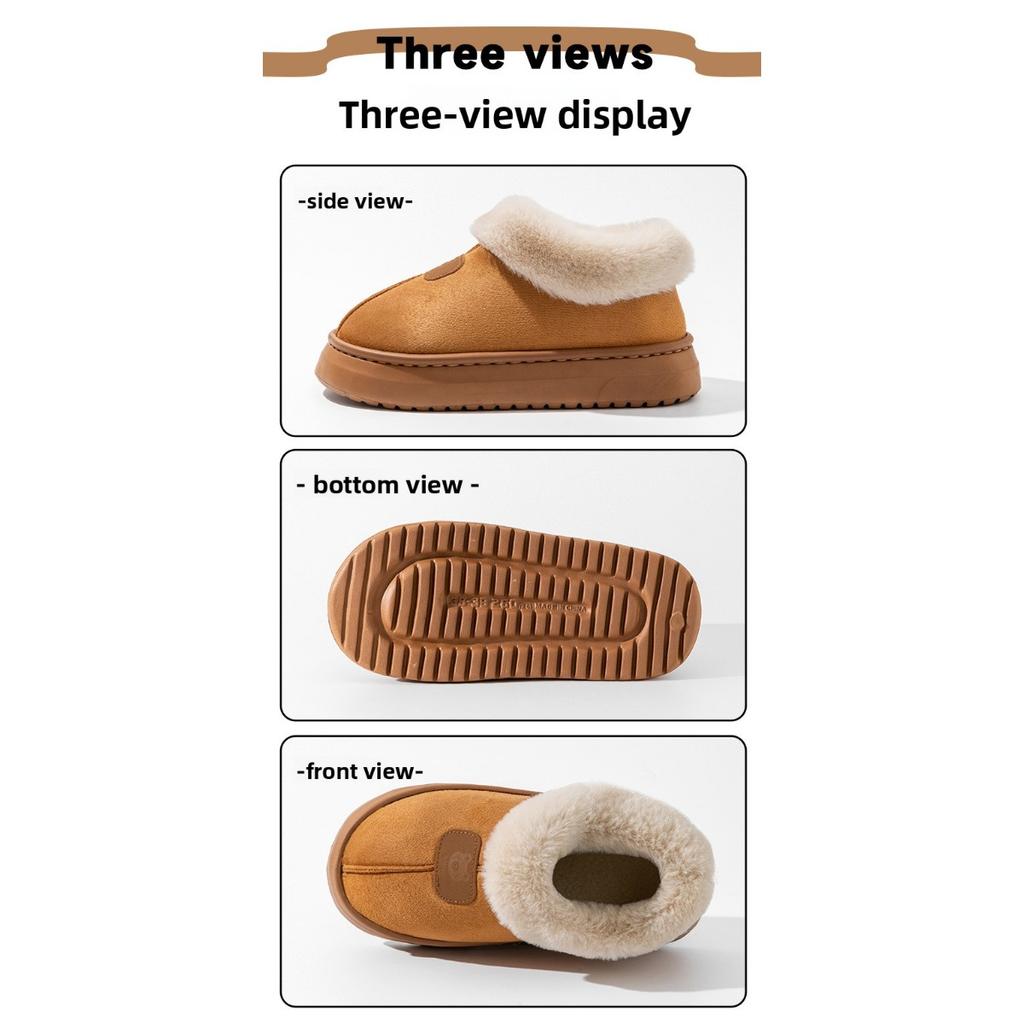 Мультяжная сумка в виде головы медведя с хлопковыми тапочками для женщин на осень и зиму, для дома с плюшевыми теплыми туфлями для ношения на улице, плюшевые сноубутсы для пары