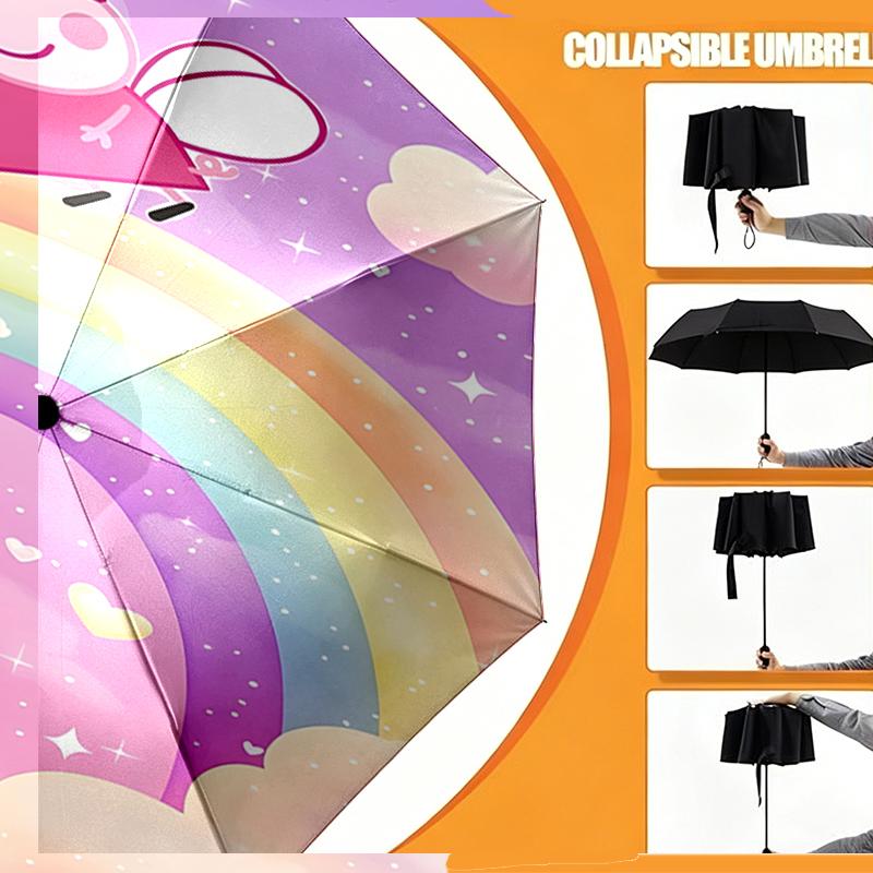 Pink Pig Print Umbrella Automatic Opening/ Closing - Portable Foldable Design - Daily use for Travel/Outdoor - Gift for Birthday