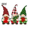 Reusable Holiday Table Centerpieces 3Pcs/Set Wooden Christmas Gnome Ornaments, Faceless Figurines with Plaid Hats, Handcrafted Decor Rustic for Tiered