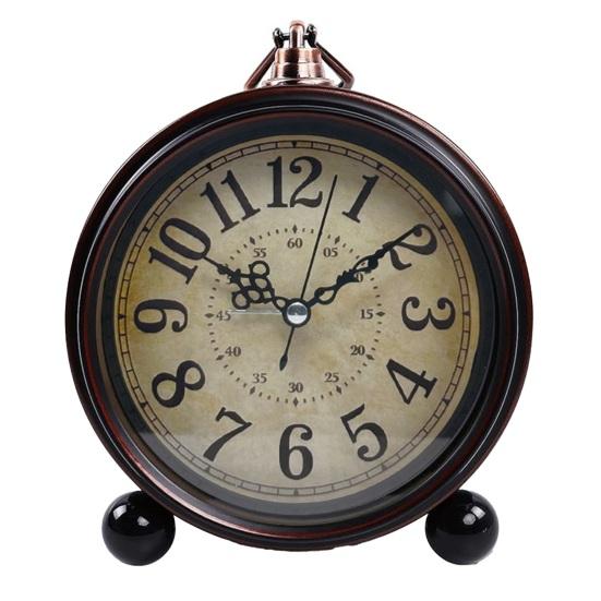 Винтажный металлический аналоговый будильник с большим дисплеем, бесшумный, работающий от батарейки, ретро-настольные кварцевые часы для спальни, подарок на день рождения для детей и студентов