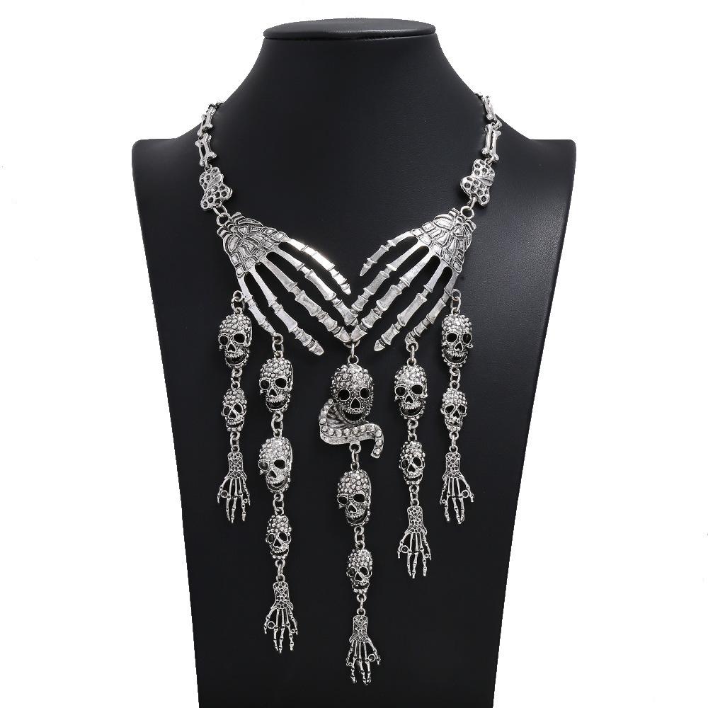 Exaggerated Jewelry Fashion Big-Name Skull, Claws, Skull, Fringed Necklace, Jewelry