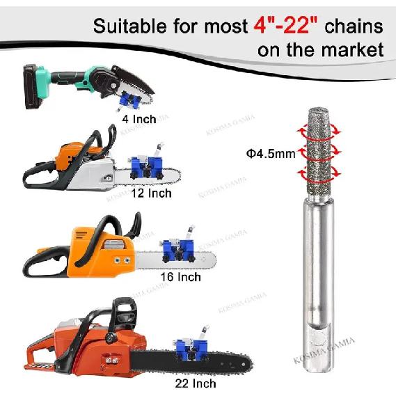 Portable Hand Cranked Chainsaw Chain Sharpener with 3 Grinding Rods Sharpening Jig Tool for Chain Saw Maintenance and Repair