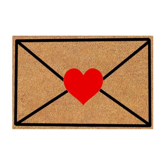 Коврик для двери на День святого Валентина Красное сердце Конверт Приветственный коврик Нескользящий Скребок для грязи и глины Текстурированный коврик для входной двери для прихожей