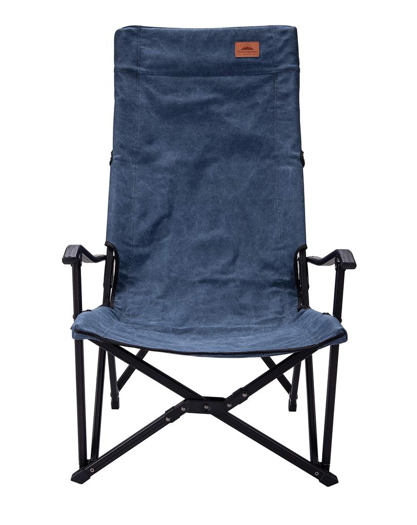 CAMPING MOON Relaxing Low Chair, Low-Style Chair, Canvas Fabric, Long Size, Denim, F-1002C-BL