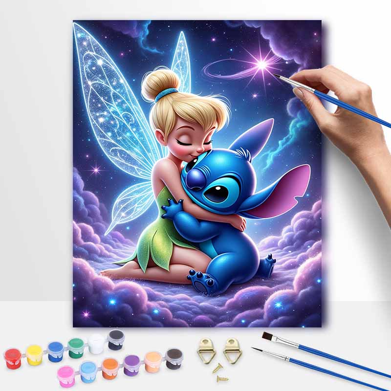 Disney Stitch and fairy oil painting hand painting art kit coloring painting handmade diy home decoration gift