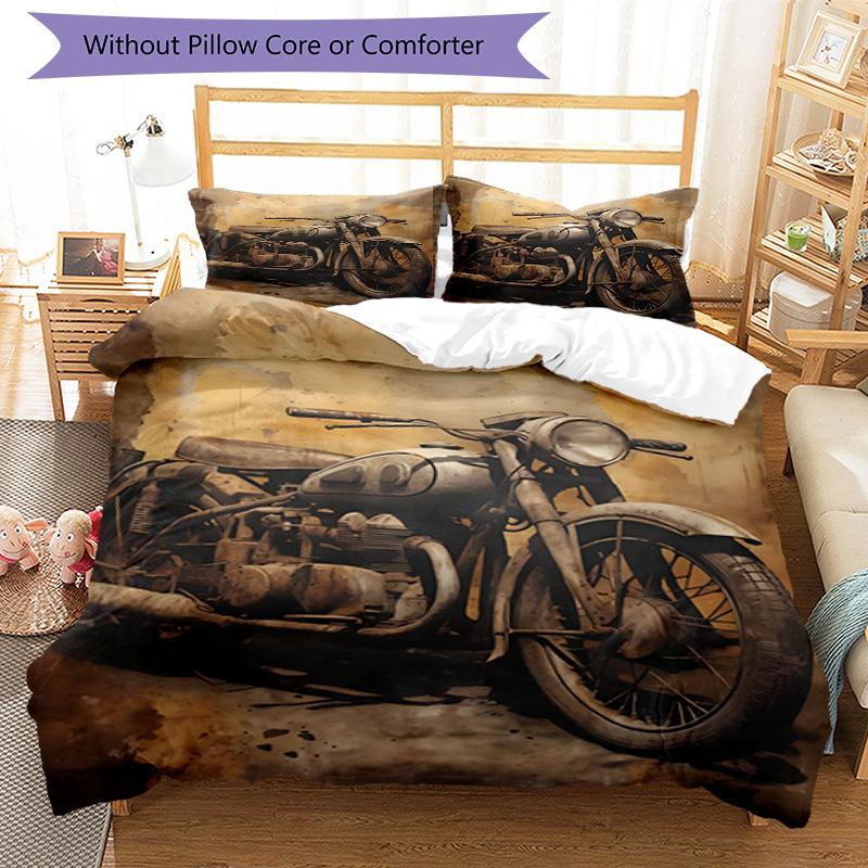 Motocross Adventure Sport 3‑Piece Bedding Set,Soft Breathable Duvet Cover with 16 Pillowcases,Multi‑Scene for Bedroom Dorm,Perfect Holiday Birthday Gi