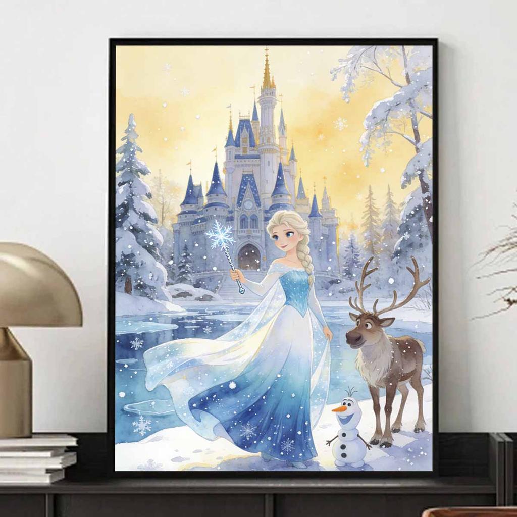 Disney Diamond Painting Art Set Elsa Snowflakes Castle Handmade Cross Stitch DIY Diamond Art Home Bedroom Wall Decor Gift