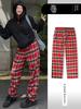 Plaid Pants Loose Straight High Street New Versatile Casual Sports Sweatpants with a Vertical Feel Black and White Basketball Long Pants for Men