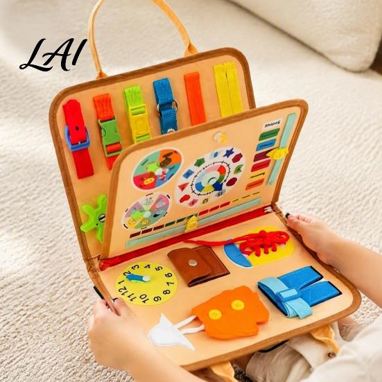 Practical Life Skills Training Toys Felt Learning Board for Toddlers Multi-module Montessori Toys Busy Preschoolers Portable Fine Motor Development