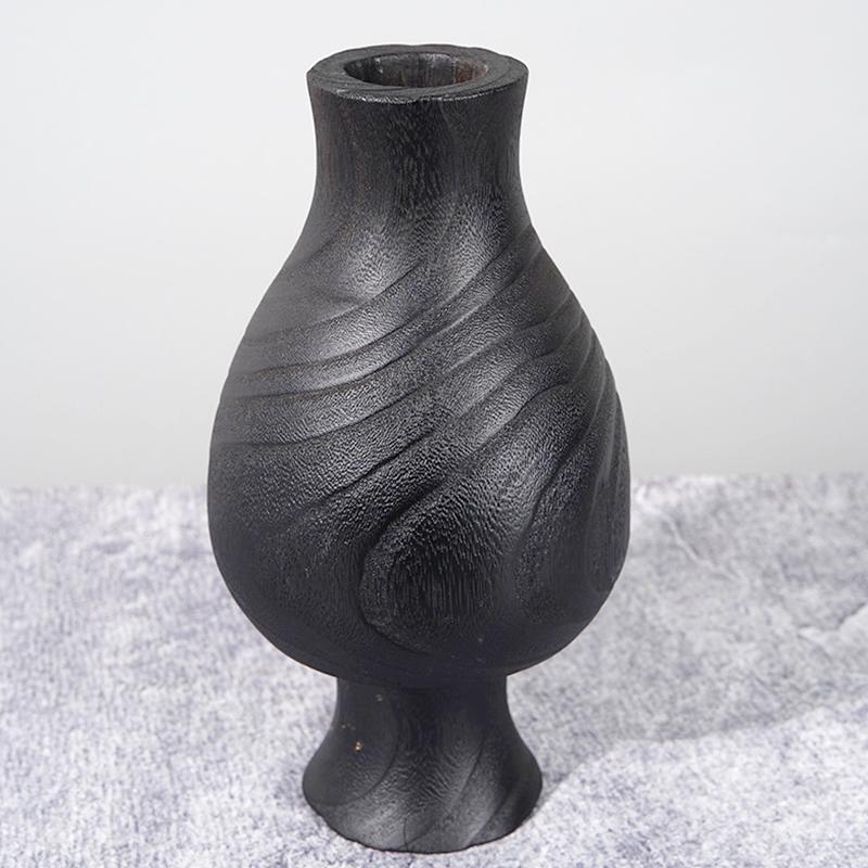 1Pc Alien Vase Simple And Atmospheric Dried Flower Arrangement Artistic Atmosphere Carbon Wood Vase Retro Elegance