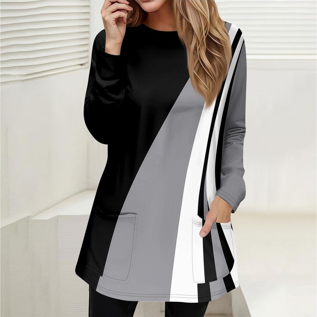 Женская толстовка, пуловер, спортивная одежда, карман, принт, повседневный топ с круглым вырезом и длинными рукавами