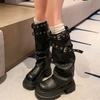 Thick-soled heightening trouser boots women's autumn retro slim knight boots long boots