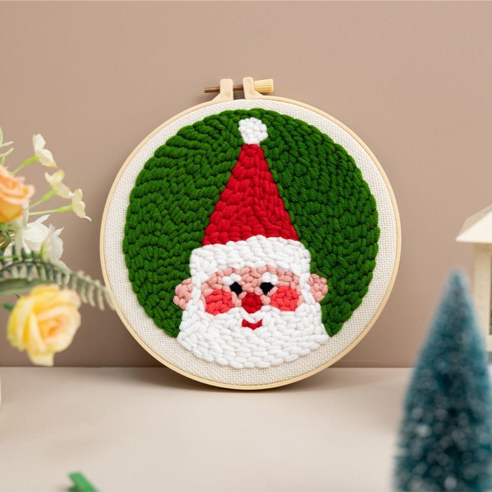 Handmade Yarn Art Punch Needle Kit Merry Christmas Rug Hooking Kit Yarn Craft Kit Handmade Gift