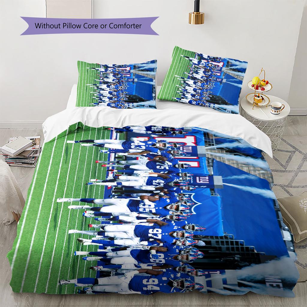 Giants Players Pattern Bedding Home Decoration Birthday Gift ( 1 duvet cover + 2 pillowcase, without core),fan merchandise.