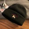 Cute puppy embroidery knitted autumn and winter warm face new autumn and winter ear protection wool hat versatile cold hat hat