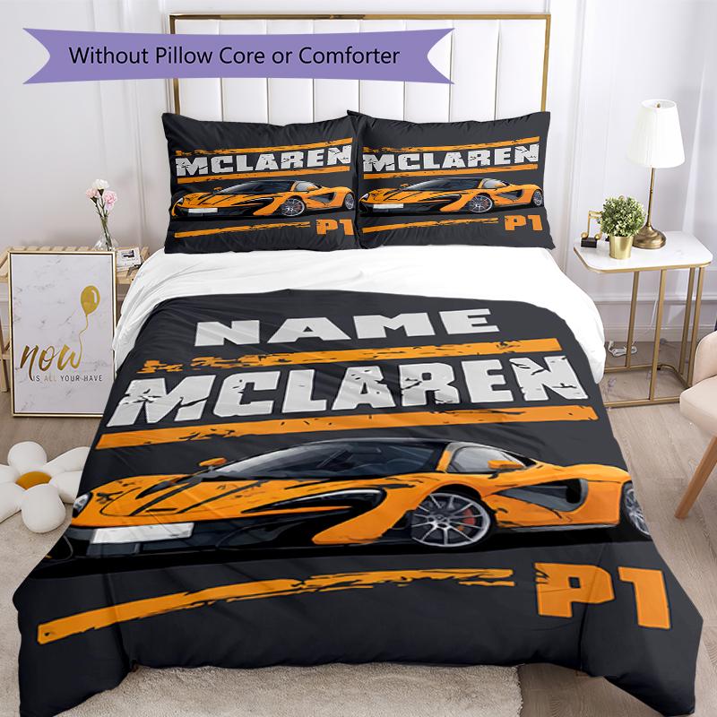 3pcs Custom Name Racing Bedding Set Duvet Cover Closure Includes 1 Duvet Cover & 2 Pillowcases, Soft and Comfortable for All Seasons.