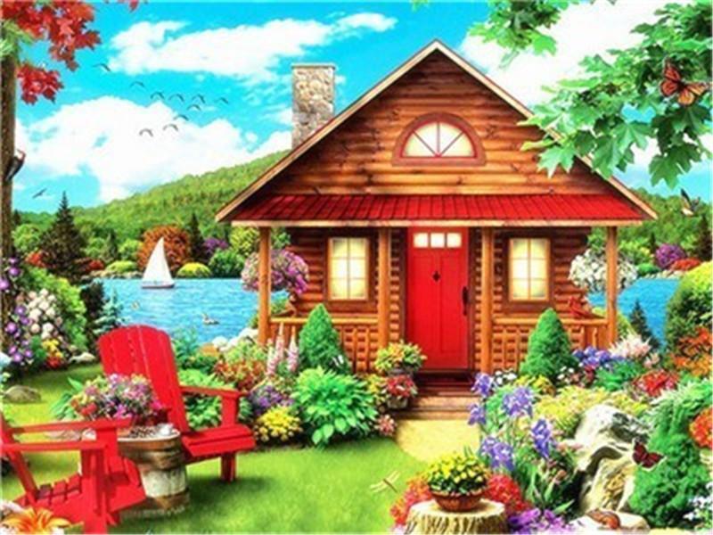 Наборы для алмазной живописи, пейзажные стразы, 5D Алмазная вышивка, вышивка крестом, дом, мозаика, вышивка крестом, ремесло