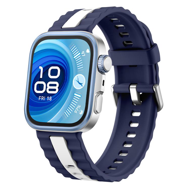Sport Vertical Striped Two Color Silicone Band for Huawei Watch Fit5/Fit5 Pro/Fit4 Pro, Adjustable Strap, Strap Only